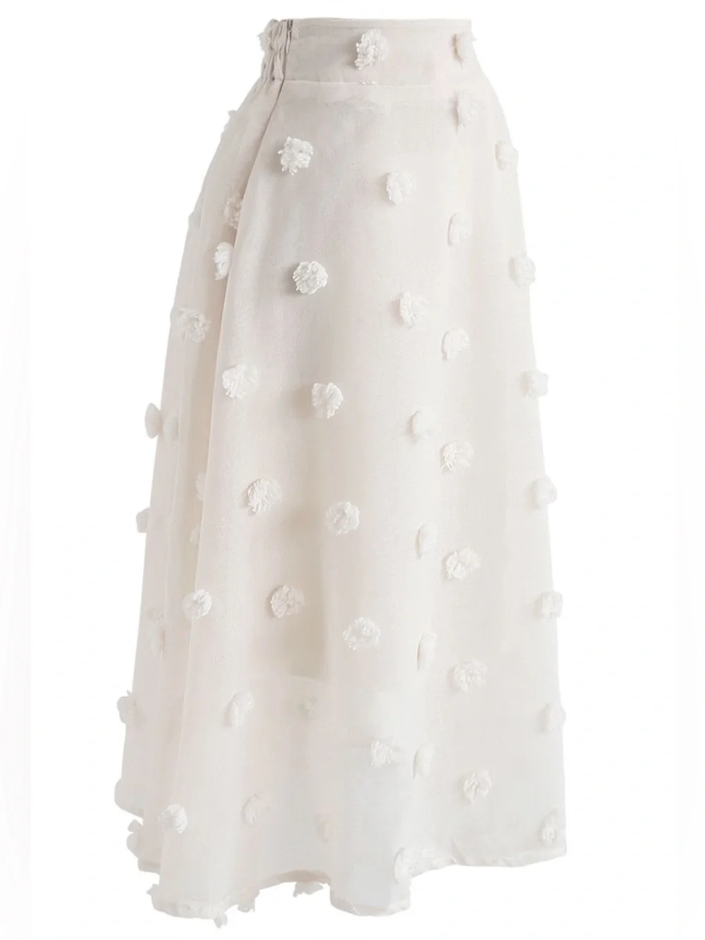 Chicwish Cream Midi Skirt with 3D Floral Detail BRAND NEW WITHOUT TAG